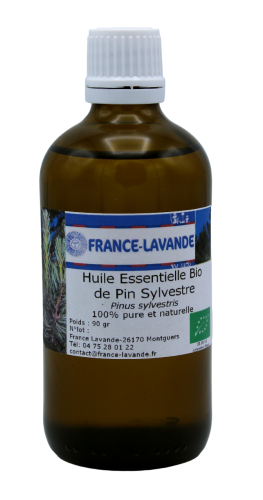 Photo d'un flacon d'huile essentielle de Pin Sylvestre Bio de France Lavande
