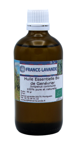 Photo d'un flacon d'huile essentielle de genévrier Bio de France Lavande