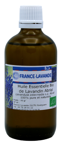Photo d'un flacon d'huile essentielle de lavandin Abrialis Bio de France Lavande